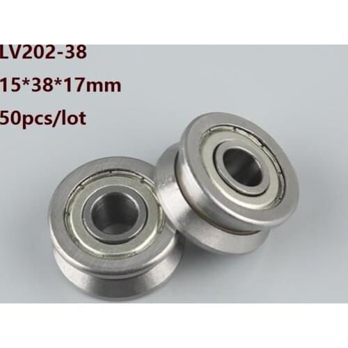 50pcs/lot LV202-38 V groove track roller guide bearing 15x38x17 mm Laser Cutting Machine Roller Guideway for CNC 15*38*17 mm