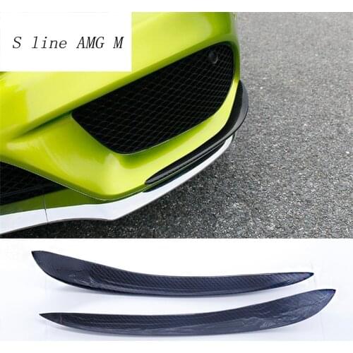 Car styling fog lamps cover grille slats carbon fiber lights cover decoration strips for Mercedes Benz C Class W205 Accessories
