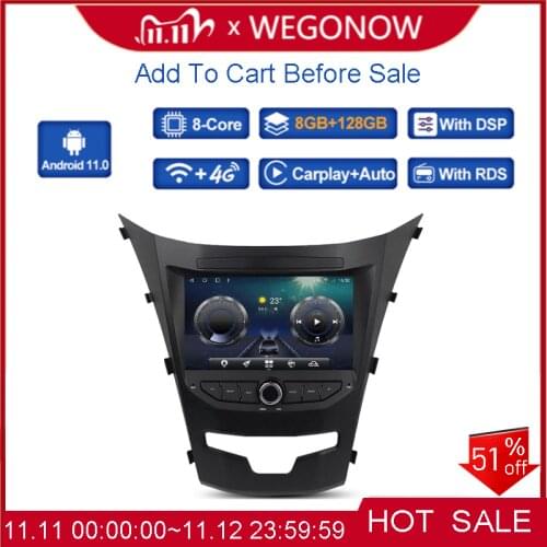 Carplay DSP IPS Android 10.0 6GB+ 128GB Car multimedia DVD Player GPS WIFI Bluetooth 5.0 Radio For SsangYong Actyon Korando 2014