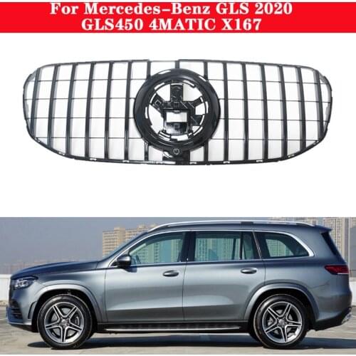 Car styling Middle grille for Mercedes-Benz GLS X167 GLS450 GLS580 2020 GT ABS plastic front vertical bar bumper Center grille