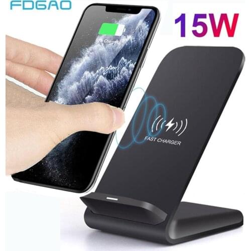 15W Qi Wireless Charger Stand For iPhone 12 11 Pro XS MAX XR X 8 Samsung S21 S20 S10 S9 Fast Charging Dock Station Phone Charger
