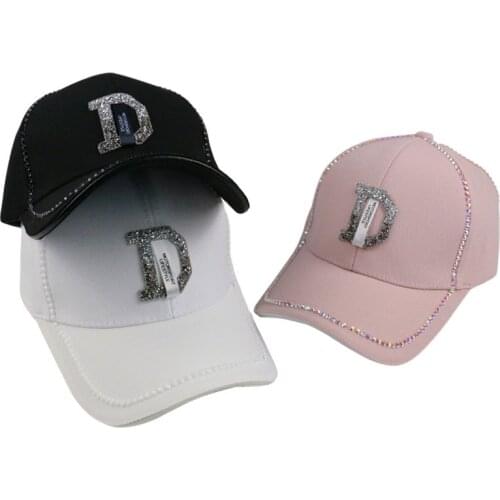 Cotton D Letter Baseball Cap Female Spring Summer Sun Visors Hat Caps Ins Fashion Inspired Diamond Baseballcap