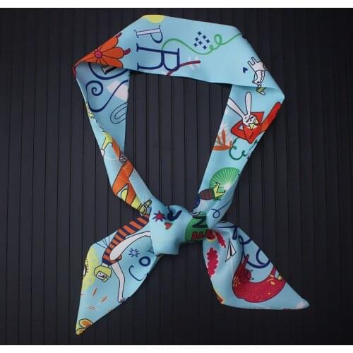 Brand Bag Ribbons Brand Letter Small Till Silk Scarf For Women Paris Holiday Print Head Scarf Handle Bag Ribbon Long Scarves
