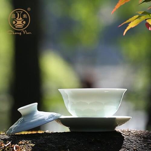 Chang nan kung fu tea tureen bowl large only three bowl of jingdezhen ceramic tea cup to bowl