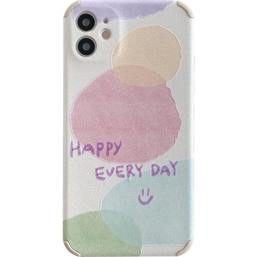 Watercolor Smiling Face Case for iPhone 12 Pro Max Back Phone Cover for 12 Mini 11Pro Max X XS XR 6 8 7 Plus SE 2020 Capa