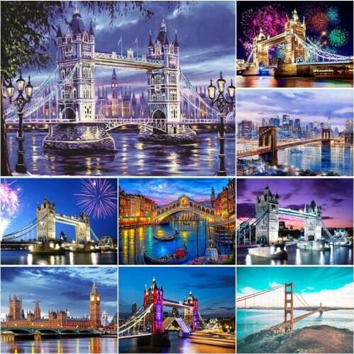 DIY 5D Bridge Modern Decorative Painting With Diamonds Full Drill Diamont Embroidery Cross Stitch Kit Craft Wall Artwork Decor