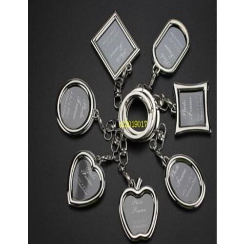 Photo Frame Round Heart Apple Oval Rhombus Shape Metal Alloy Keychain Key Chain Keyring Car Keychains Couples Keyring Gift