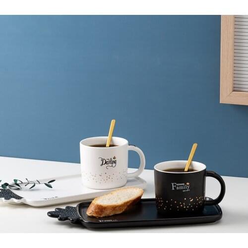 European style light luxury ceramic coffee cup small luxury coffee cup saucer spoon set afternoon tea flower tea cup