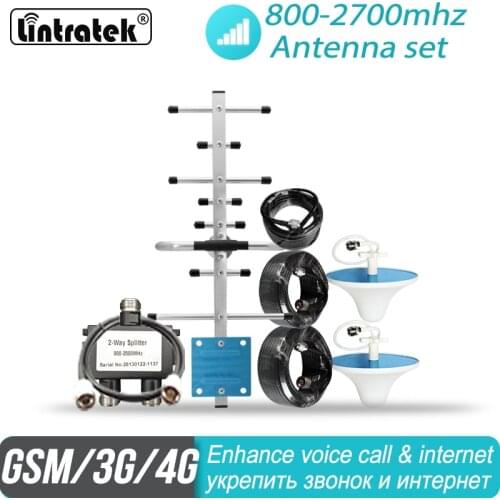 2g 3g 4g Antenna Set with 2 Indoor Antennas for 800mhz - 2700mhz Mobile Phone Signal Booster Repeater Big Coverage Amplifier