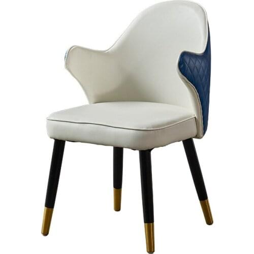 Nordic style leather dining room living room color modern minimalist light luxury eating chair home back solid wood foot stool