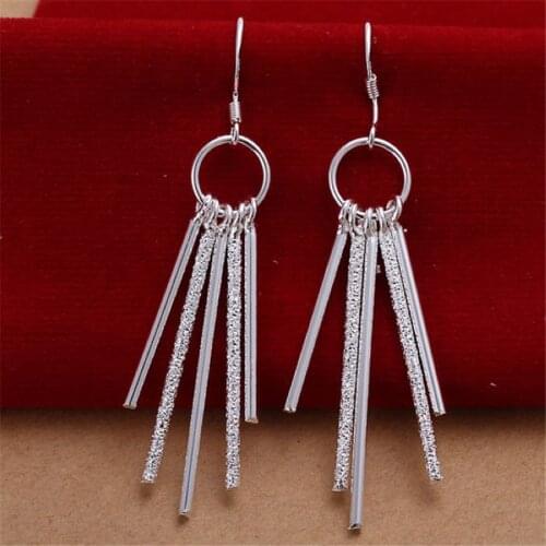 Beautifully five column silver color earrings hot selling fashion jewelry wild party free shipping gifts e026