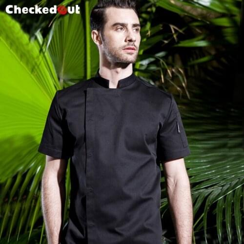 Hotel Restaurant Kitchen Jacket Short Sleeve Chef Jacket Adult Fashion Kitchen Wear Denim Chef Uniform Cook Jacket B-6259