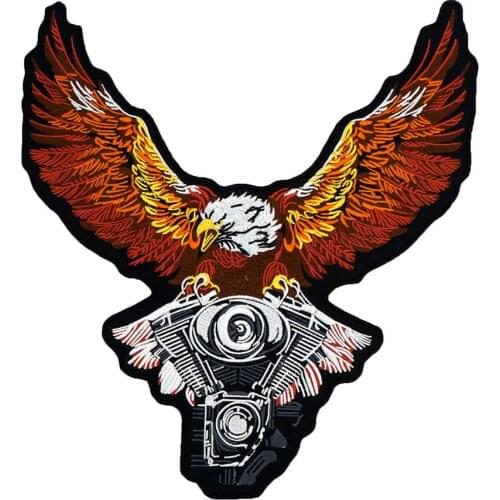 Mechanical eagle motorcycle backing Embroidered Sewing Label punk biker Patches Clothes Stickers Apparel Accessories Badge