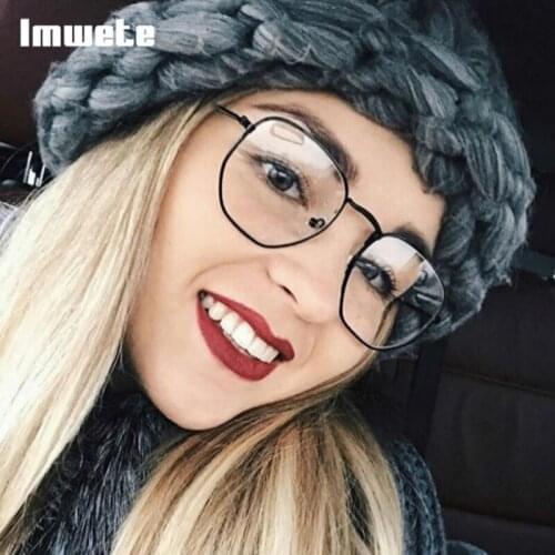 Imwete Metal Transparent Glasses Frame for Women Vintage Irregular Polygon Mens Spectacle Unisex Myopia Optical Eyewear