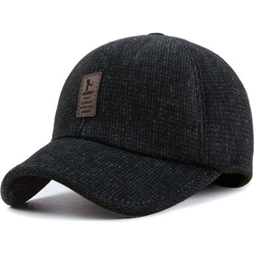 Men Winter Baseball Hat Earflap Style Cotton Suitable for Winter Warmth Cap Outdoor Running Solid color Shading Hat