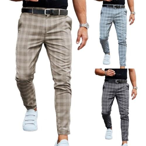 Mens trousers Plaid Pants For Men 2021 Men Casual Pant Plaid Printed Fashionable Men Full Length Trouser for Daliy Life
