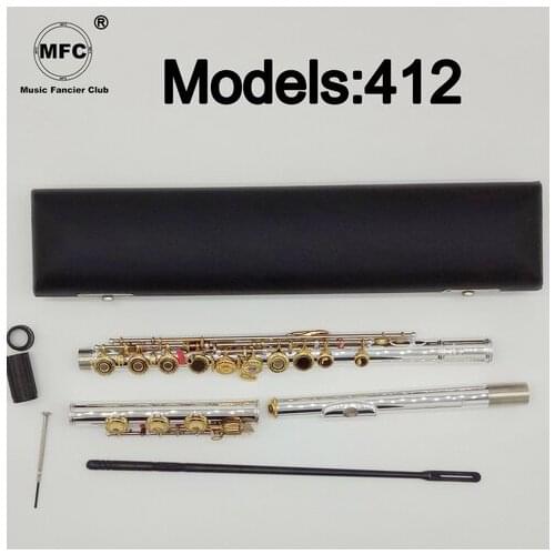 Music Fancier Club Flute 412 Engraving Hand Carved Keys Gold Plating Flutes B Leg Open Holes 17 Gold Keys