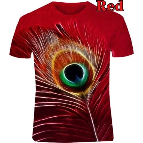 2021 New 3D Print Women/Mens Peacock Casual Short Sleeve T-Shirts