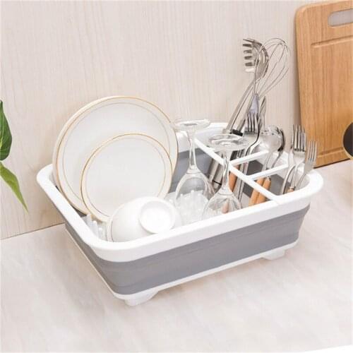 New Plastic Folding Kitchen Drain Rack Foldable Dish Rack Bowl Tableware Plate Portable Home Shelf Dinnerware Organizer