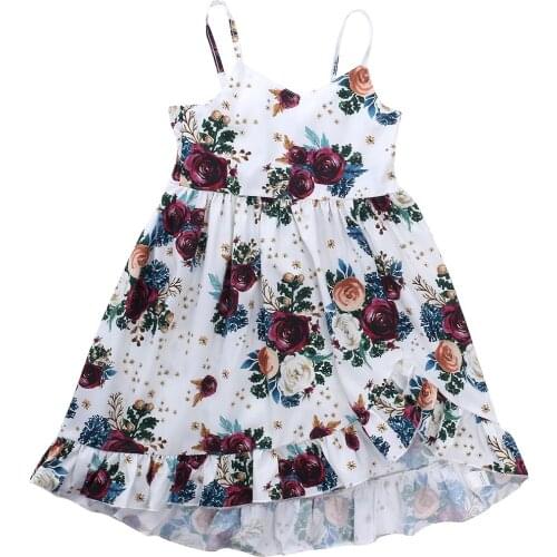 1-5T Toddler Kid baby Girl Clothes Summer Sleevelss Off Shoulder Floral Dress Elegant Ruffles Cute Sweet Party Club Outfit