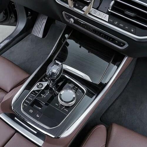 Stainless Steel Carbon fiber For BMW X5 2019 Car Styling Gear Shift Hand Brake Panel Cover Frame Trim Interior Accessories