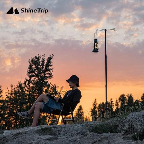 Outdoor camping portable aluminum alloy light horse lamp stand stable double hook with ground nails camping horse lamp stand