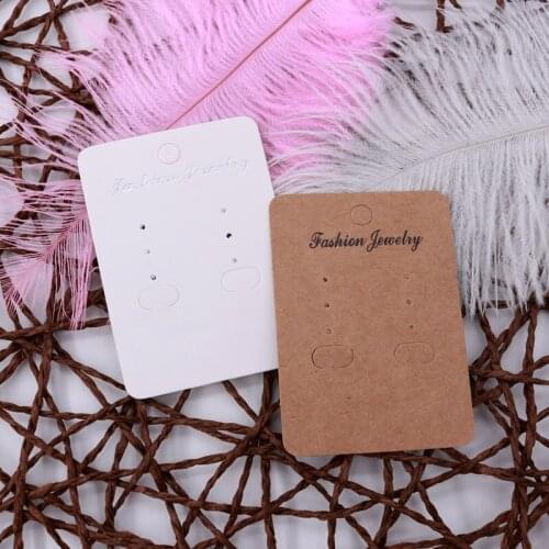 5x7cm Rectangle White And Brown Earrings Display Paper Cards 100pcs/lot Concise View DIY Making Jewelry Packing Price Tags