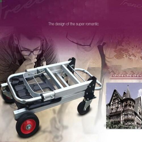 Hand Cart Aluminum alloy Portable Shopping Flat Trailer Trolley Car Folding Pull Truck Turtle Car Luggage Trolley
