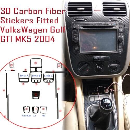 Car-Styling Teeze Car Interior Center Console Color Change Carbon Fiber Molding Sticker Decals For VolksWagen Golf GTI MK5 2004