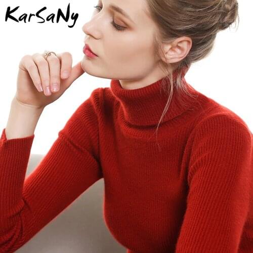 KarSaNy Jumper Women Turtleneck Sweater Knitwear Thick Winter Womens Turtleneck Pullover Sweater Yellow Sweaters Female 2019