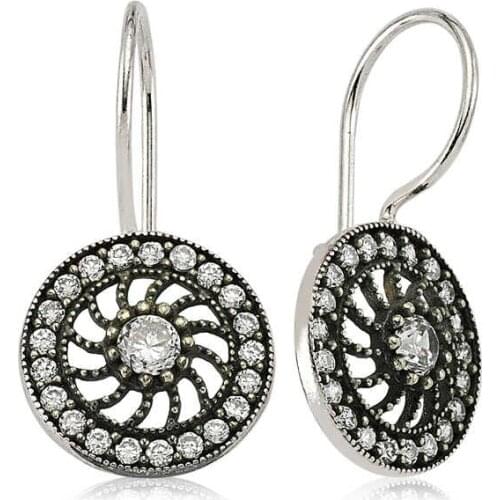 Tevuli 925 Sterling Silver Cubic Zirconia Dangle Flower Earrings