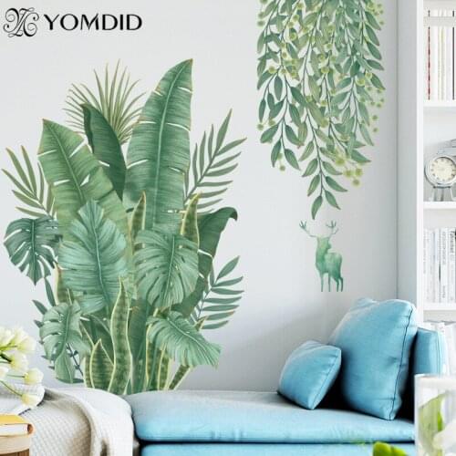Tropical Plants Banana Leaf Wall Stickers for Living room Bedroom Background Waterproof Wall Decal Home Decor Wall Posters