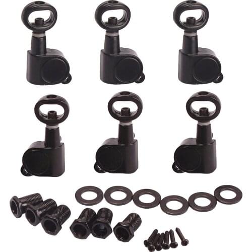 Pack of 6 Closed Guitar Tuning Pegs Keys Machine Head Tuner for Electric Guitars - Black - 3L 3R, Premium