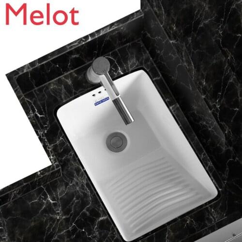 Embedded under platform basin washing basin balcony ceramic small washing pool with washboard square washing trough