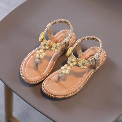 Girl Sandals Summer Fashion Kids Baby Bling Rhinestone Princess Single Sandals For Little Big Girls Shoes