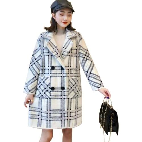 Women Korean Winter Long Overcoat Outwear Double-breasted Coat Loose Plus Size Cardigans Long Sleeve Causal Femme Hiver Elegant