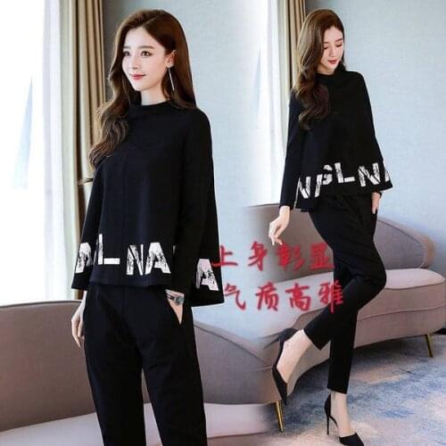 Tracksuit Women Early Autumn 2021 Womens Casual Sports Suit Fashion Printing Loose Plus Size Sweater Womens Two-Piece Suit