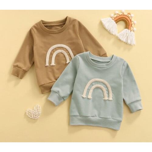 0-4Y Lovely Baby Girls Boys Sweatshirt Tops 2 Colors Rainbow Printing Long Sleeve Pullover Lovely Outwear