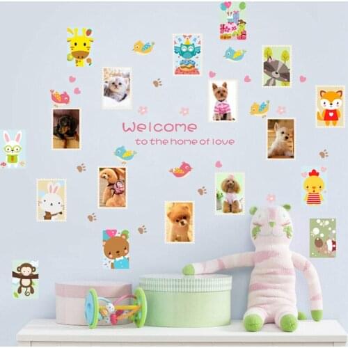 Animals Photo Frames Wall Decals For Kids Room Decoration Diy Cartoon Picture Frame Mural Art Home Stickers Poster Children Gift