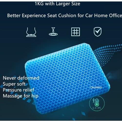 1KG Large Breathable Egg Gel Car Seat Cushion Ice Gel Pad Non-Slip Soft Comfortable Cushion for Auto Home Office Undeformable