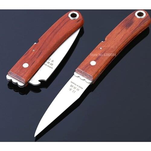 1Pc Multifunctional Pruning Knife Foldable Imping Tool Grafted Cutter Damascus Knife Garden Hand Tools SK-5 Solid Wood Handle