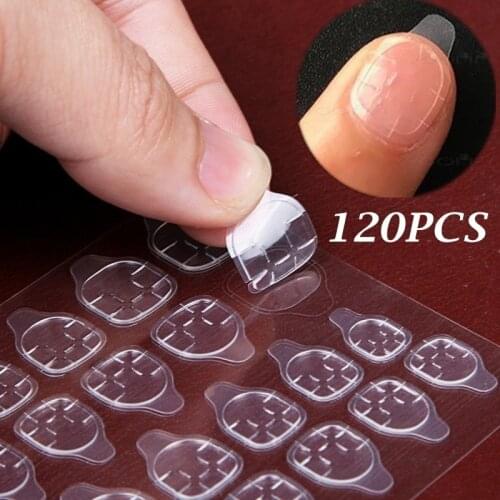 120PCS/5sheets Double-side Glue Sticker Transparent Flexible 5 Sheets Fake Nail Tips Adhesive Nail Glue
