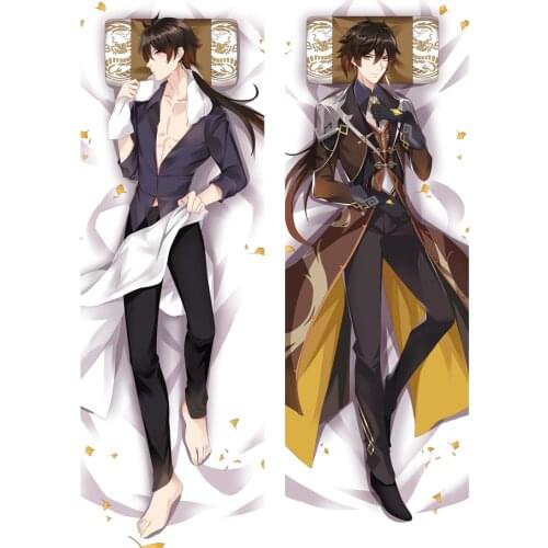 2021 Game Genshin Impact Zhong Li Zhongli Dakimakura Otaku Hugging Body Pillow Case Peach Skin Pillowcase