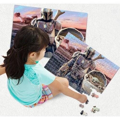 2021 New Wooden Puzzle Toys 300 pieces Mandalorian Baby Yoda Anime Figure jigsaw Puzzles For Adults Childrens Gifts Puzzle Toys