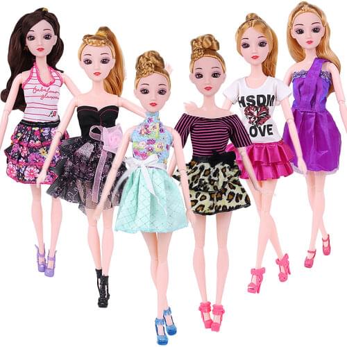 Specified Style 5 Pcs Mixed Sort Handmade Different Colourful Dress Cute Cool Clothes For Doll Accessories Girl Gift Toy