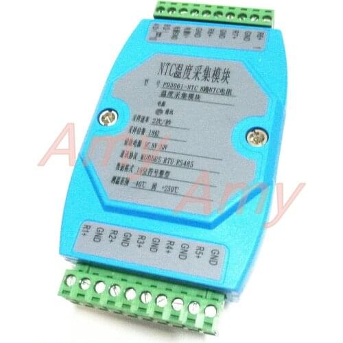 8 way NTC thermistor temperature acquisition module MODBUS RTU protocol 485