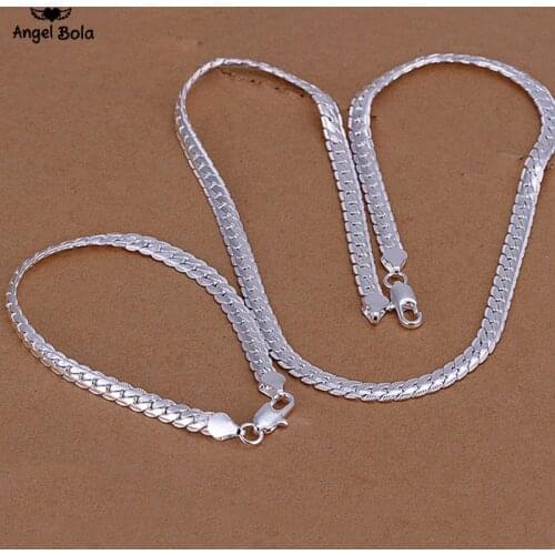 925 Silver Lovely Jewelry Sets Silver Chic Jewelry 5Mm Flat Drop Shipping Charm Christmas Gifts Fashion Jewelry