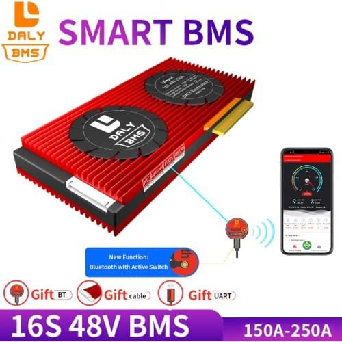 Daly Smart BMS 16S 48V LiFepo4 Battery 150A 200A 250A Bluetooth+485 to USB device +CAN+NTC +UART For Electric Car E-Bike Scooter