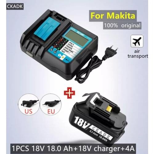 BL1860 Rechargeable Battery 18 V 18000mAh Lithium ion for Makita 18v Battery BL1840 BL1850 BL1830 BL1860B LXT 400+4Acharger
