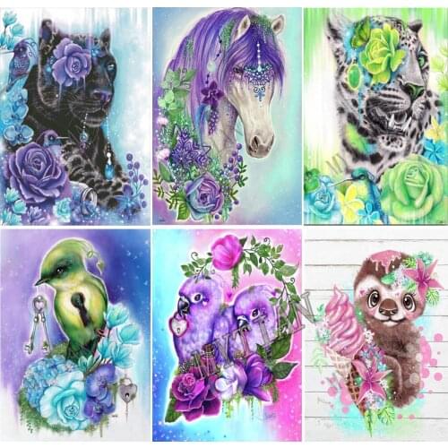 Full square/round 5D DIY diamond painting cute animals tiger flowers Embroidery Pattern Cross stitch kit mosaic home decor gifts